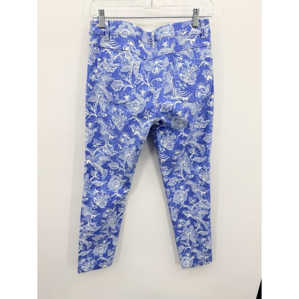 J. McLaughlin Lexi Stretch 4 Jeans Pants Blue Floral Peacock Print Coastal 28x26 - Picture 6 of 9